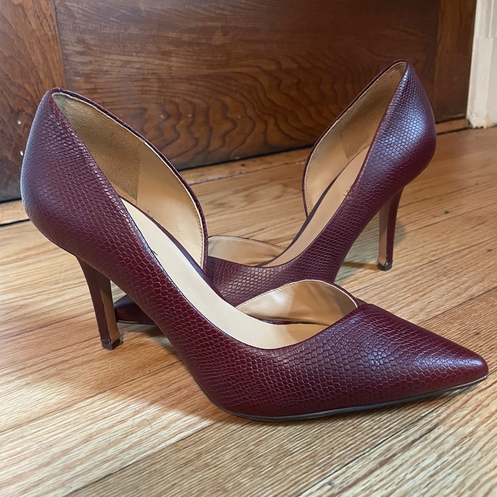 Leather Oxblood d’Orsay Pointed Toe Pumps Stilettos | Size 8 | Nine West